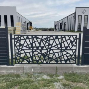 modern geometric laser‑cut metal panel