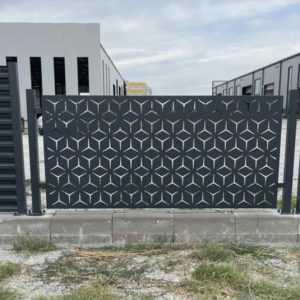hexa‑form metal gate panel – contemporary geometric design