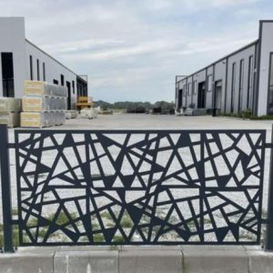 abstract geometric metal gate – modern architectural statement